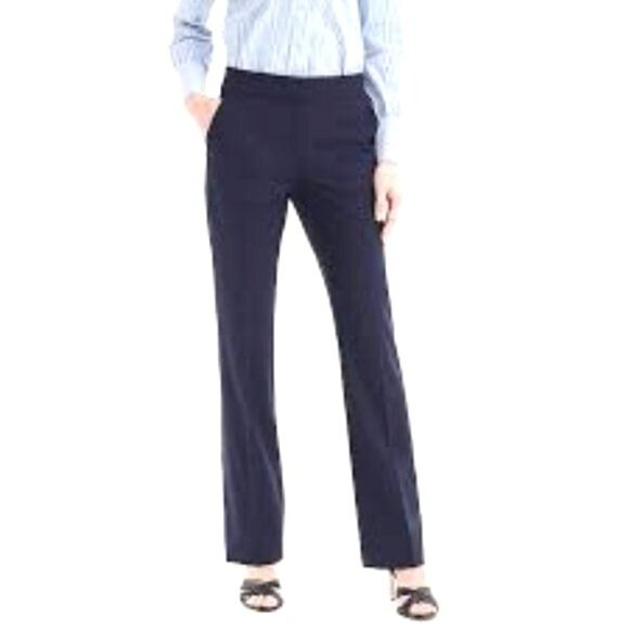 J.Crew Edie Navy Perfecting Pockets Slim Trouser Pants Womens Size 4 - Picture 1 of 16